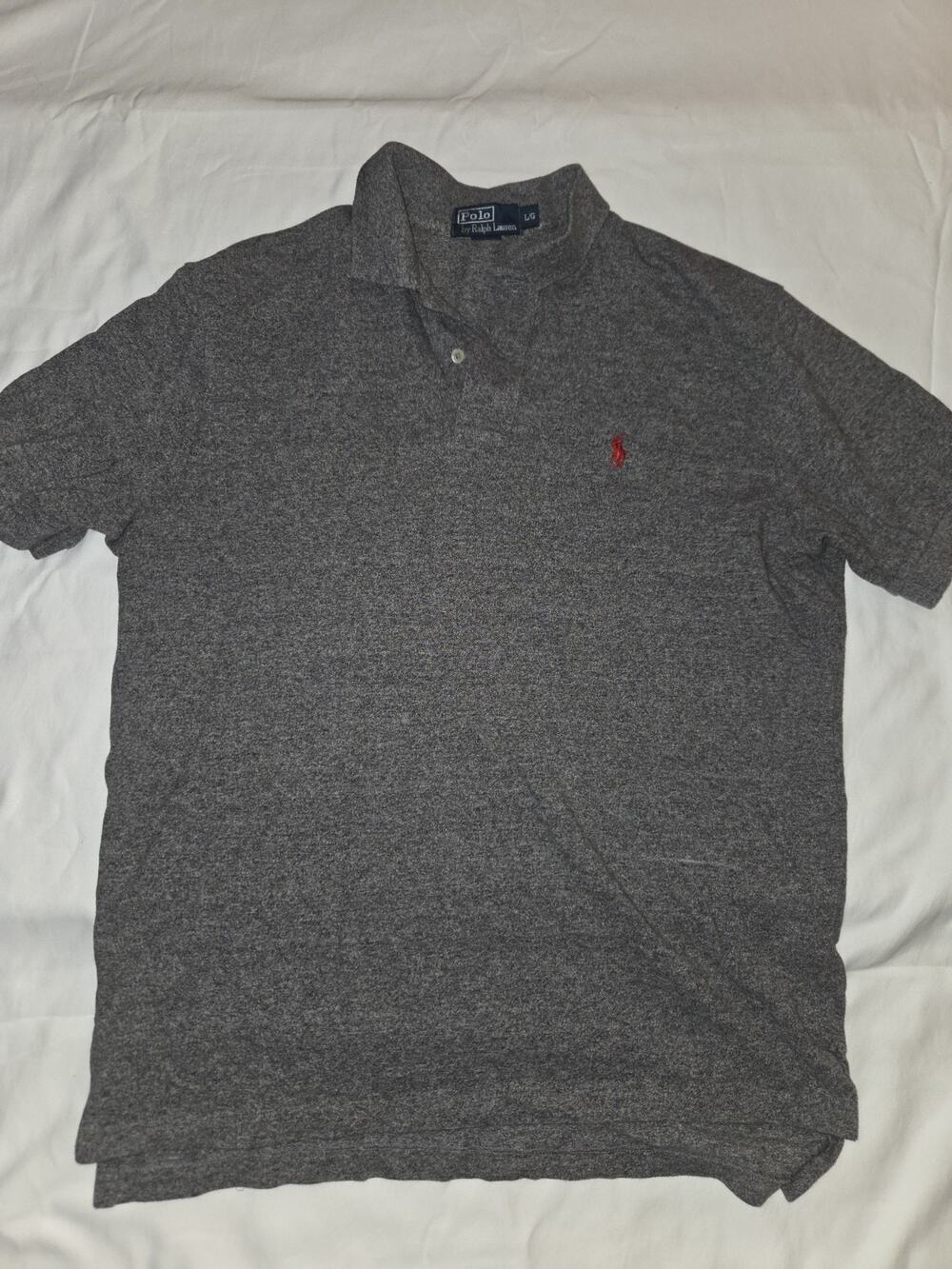 Polo Ralph Lauren Polo Shirt Mens Large Gray Short Sleeve Classic Fit Red Pony